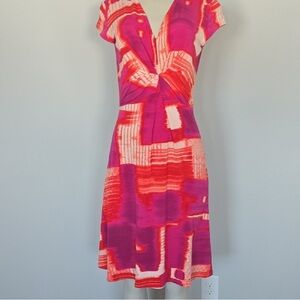 Chic Pink and Red Abstract Maxi Dress